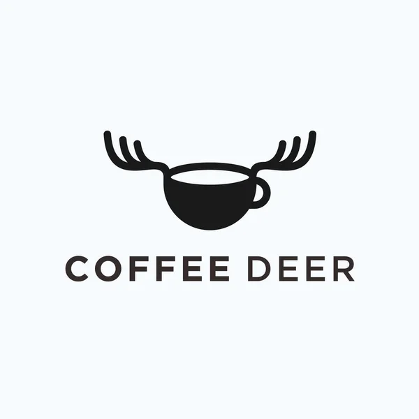 Coffee Deer Logo Design Vector Illustration — ストックベクタ