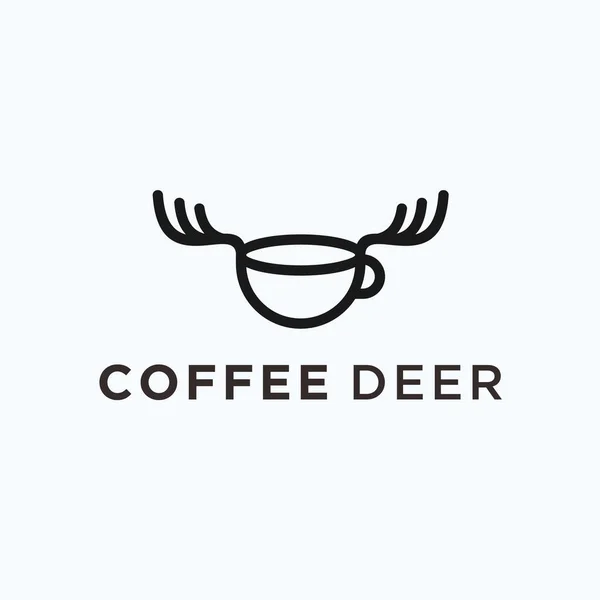 Coffee Deer Logo Design Vector Illustration — Stockvektor