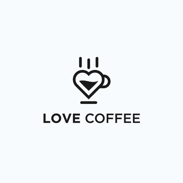 Love Coffee Logo Tasarımı Vektör Çizimi — Stok Vektör