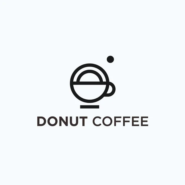 Coffee Donut Logo Design Vector Illustration — ストックベクタ