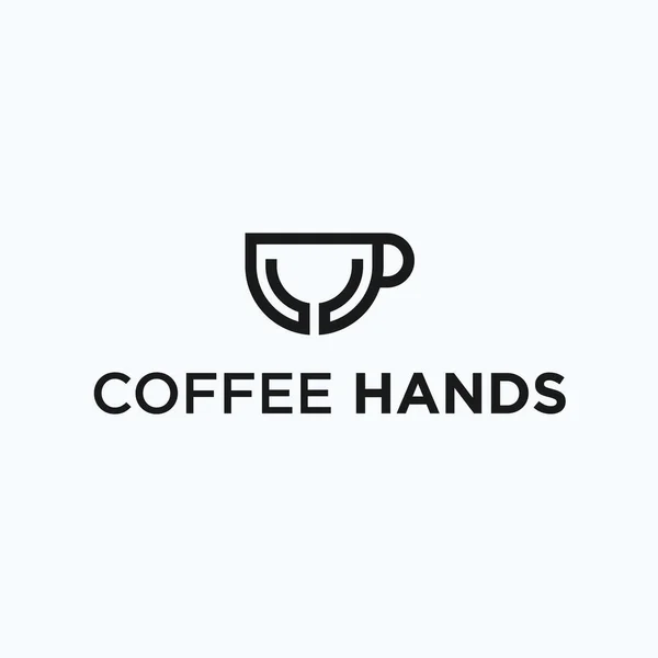 Coffee Hand Logo Design Vector Illustration — ストックベクタ