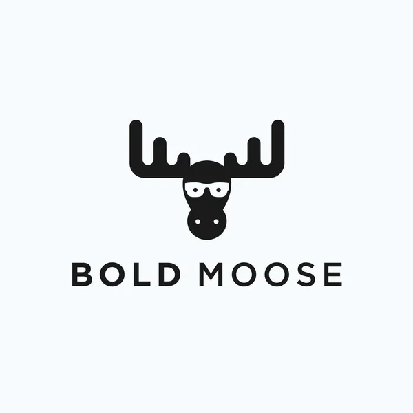 Nerdy Moose Logo Design Vector Illustration — Vetor de Stock