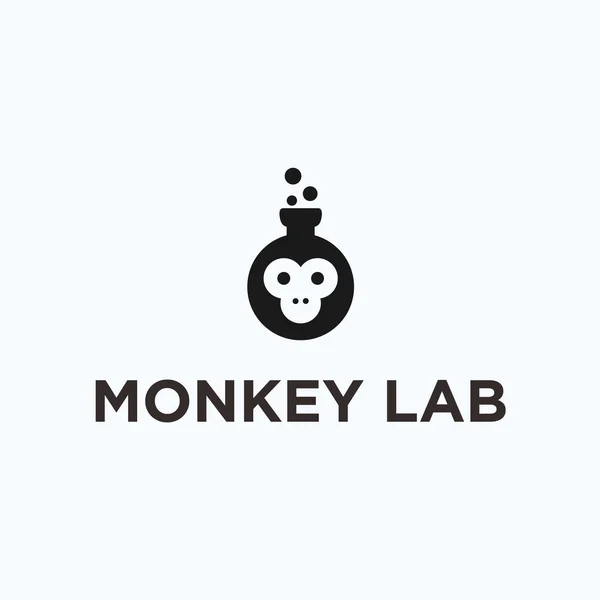 Monkey Lab Logo Design Vector Illustration — Vector de stock