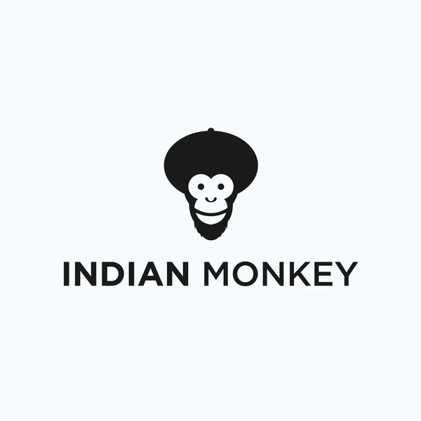 Indian Monkey Logo Design Vector Illustration — стоковый вектор