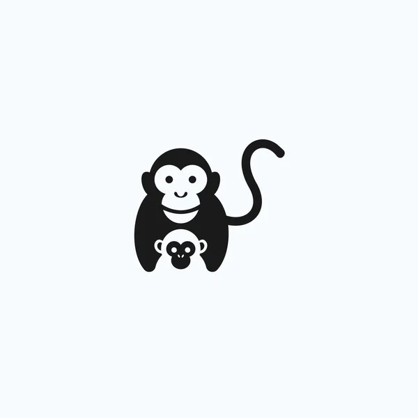 Two Monkeys Logo Design Vector Illustration — ストックベクタ