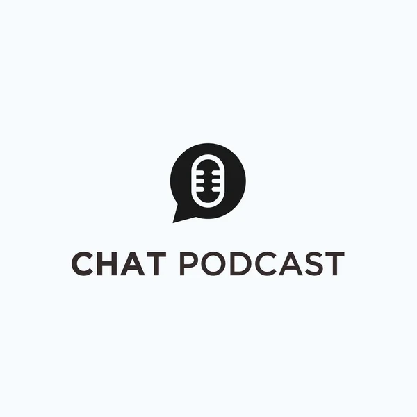 Podcast Chat Logo Design Vector Illustration — Vector de stock