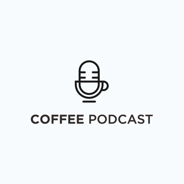 Coffee Podcast Logo Design Vector Illustration — Stok Vektör