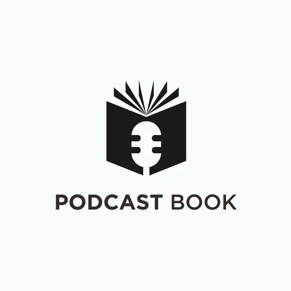 Podcast Book Logo Design Vector Illustration — Stok Vektör
