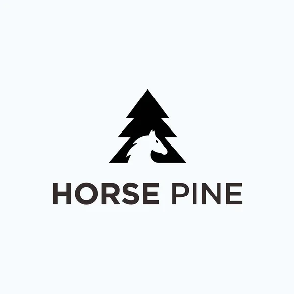 Pine Horse Logo Design Vector Illustration — Stockový vektor