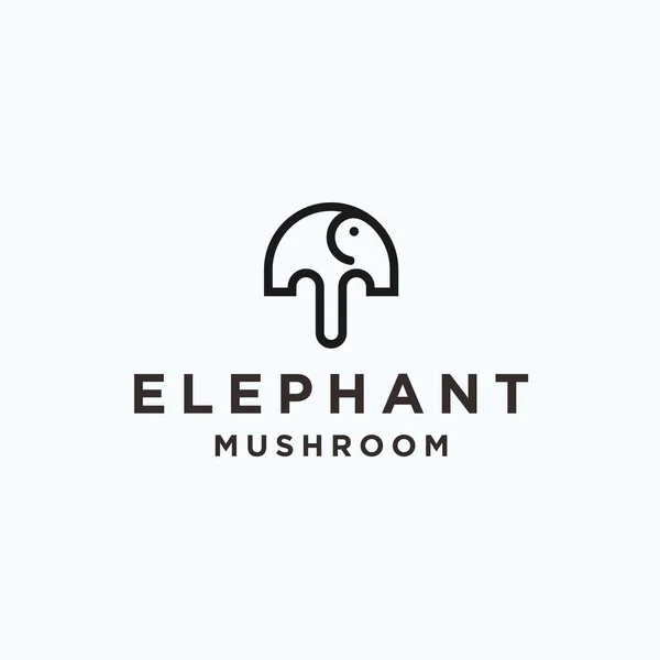 Elephant Mushroom Logo Design Vector Illustration — Vector de stock