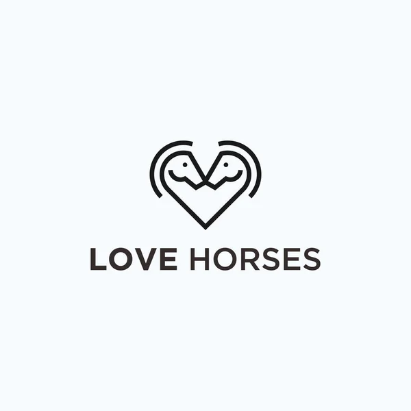 Love Horse Logo Design Vector Illustration — Stockový vektor