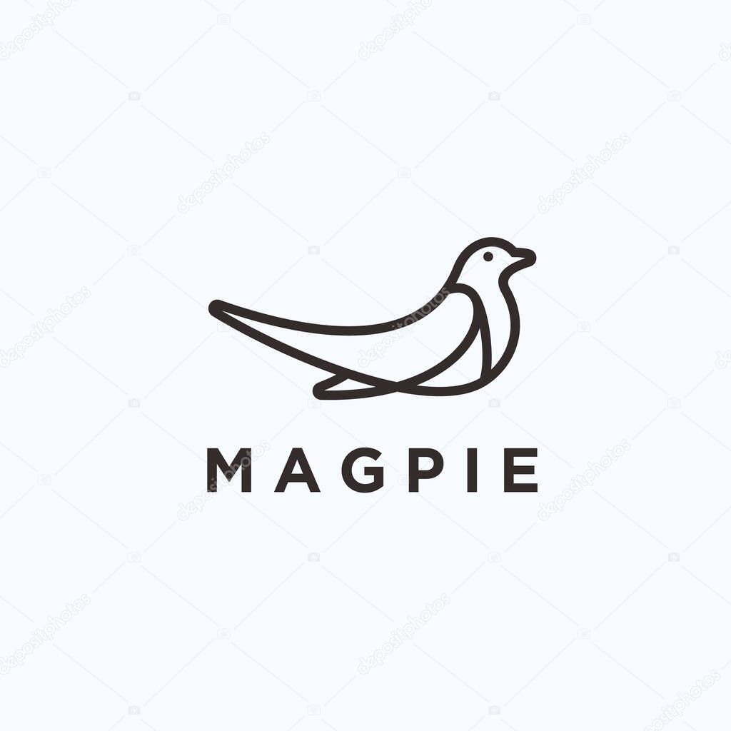 Magpie bird logo design vector illustration