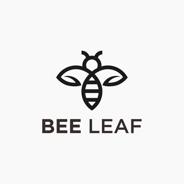 Bee Leaf Logo Design Vector Illustration — Stok Vektör