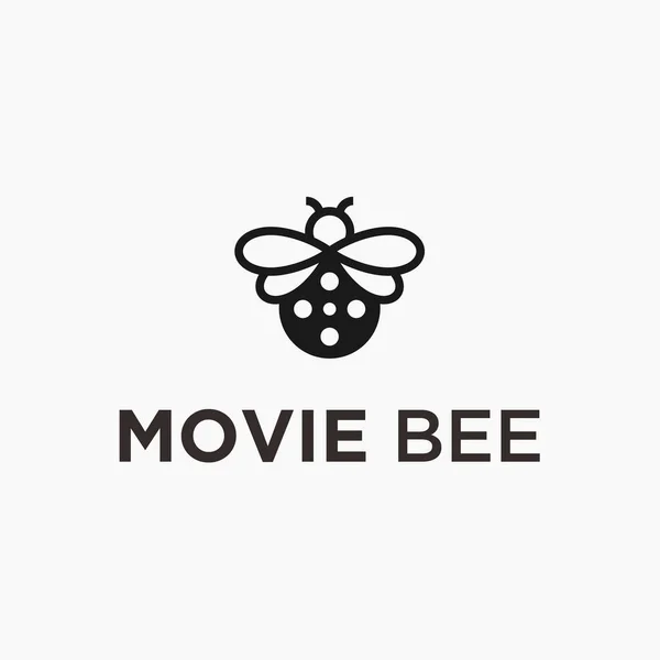 Film Bee Logo Design Vector Illustration — Stockvector