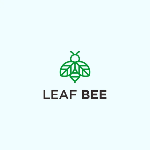 Bee Leaf Logo Design Vector Illustration — Vetor de Stock