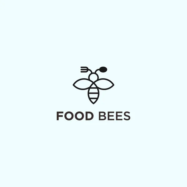 Food Bee Logo Design Vector Illustration — Vetor de Stock