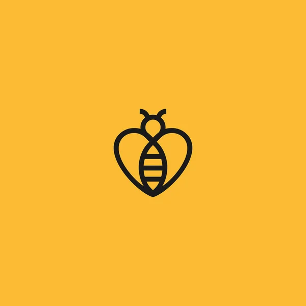 Love Bee Logo Design Vector Illustration — Vetor de Stock