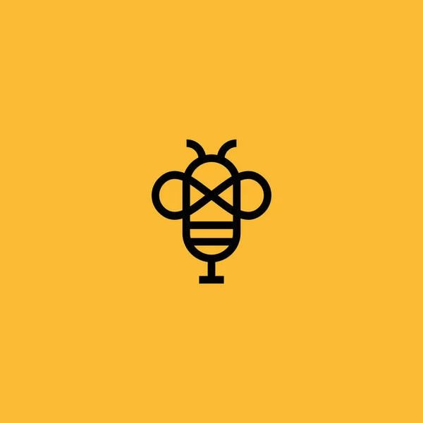 Podcast Bee Logo Design Vector Illustration — Vetor de Stock