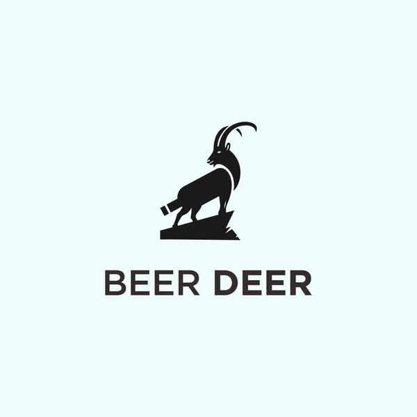 Deer Bottle Logo Design Vector Illustration — Stock vektor