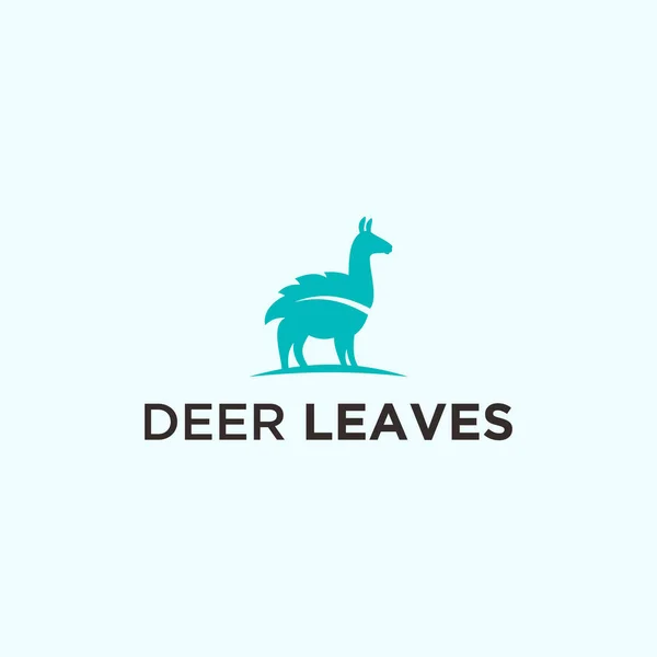 Alpaca Leaf Logo Design Vector Illustration — Vetor de Stock