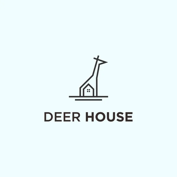 Giraffe House Logo Design Vector Illustration — Vetor de Stock