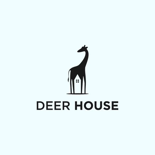 Giraffe House Logo Design Vector Illustration — Vetor de Stock
