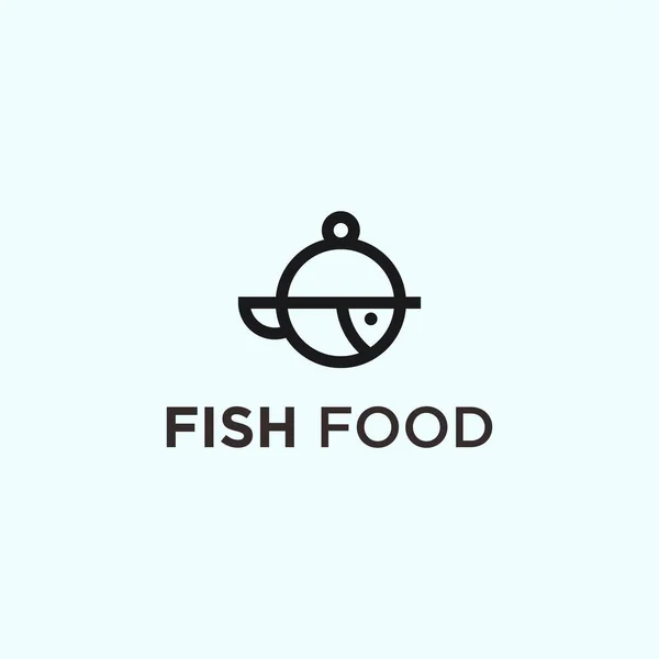 Fish Food Logo Design Vector Illustration — Vetor de Stock
