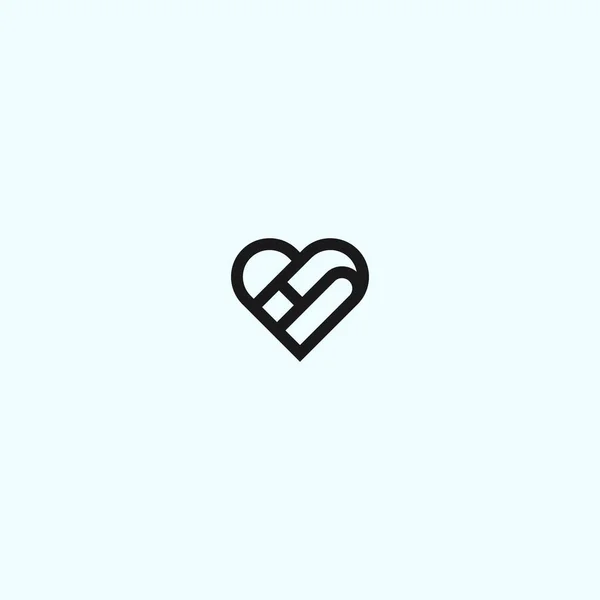 Letter Heart Logo Design Vector Illustration — Stockový vektor