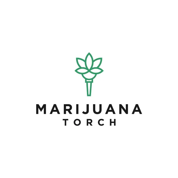 Marijuana Torch Logo Design Vector Illustration — Vetor de Stock