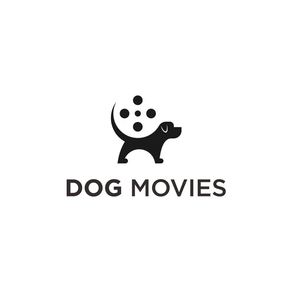 Movie Dog Logo Design Vector Illustration — Vetor de Stock