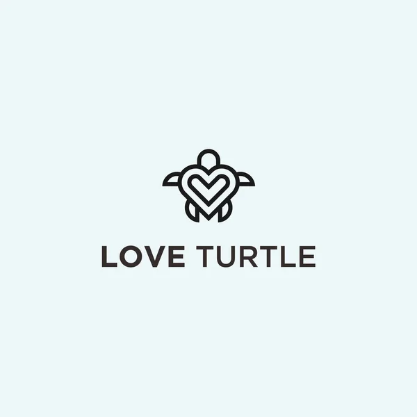Love Turtle Logo Design Vector Illustration — Stockový vektor