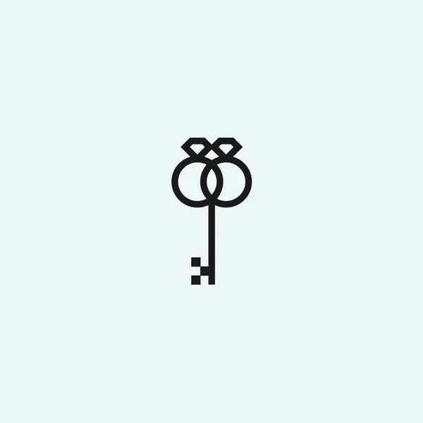 Wedding Key Logo Design Vector Illustration — Vettoriale Stock