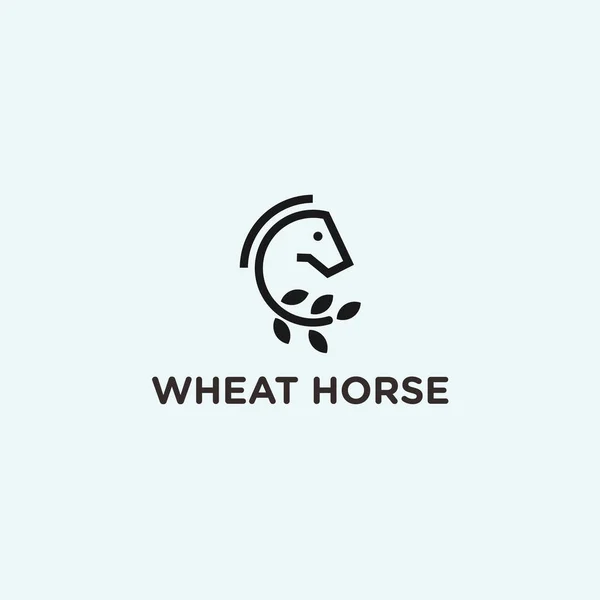 Wheat Horse Logo Design Vector Illustration — Stockový vektor