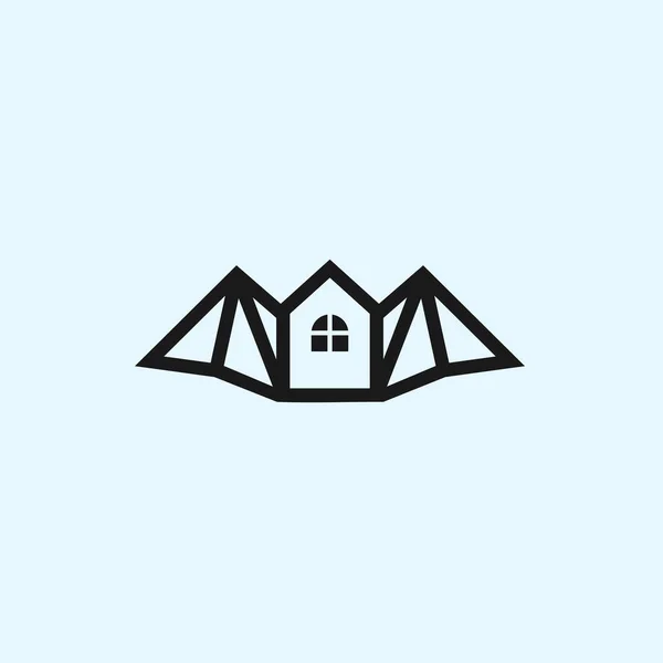 Bat House Logo Design Vector Illustration - Stok Vektor