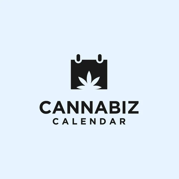Cannabis Calendar Logo Design Vector Illustration — Vetor de Stock