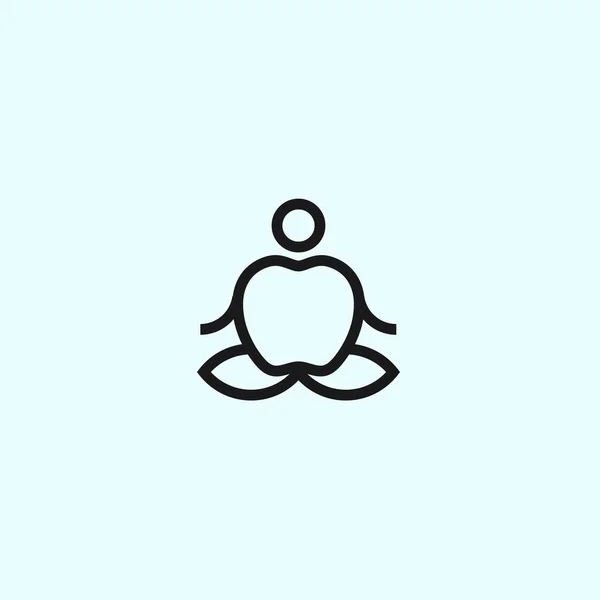 Apple Yoga Logo Design Vector Illustration — Vector de stock