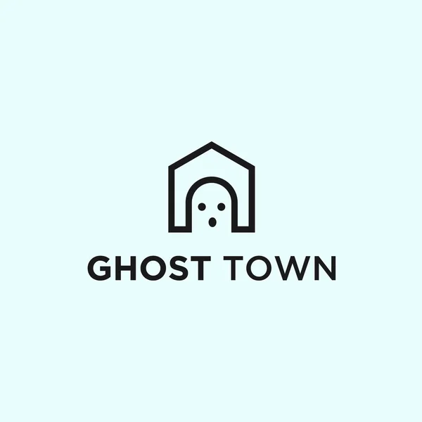 Ghost House Logo Design Vector Illustration — Wektor stockowy