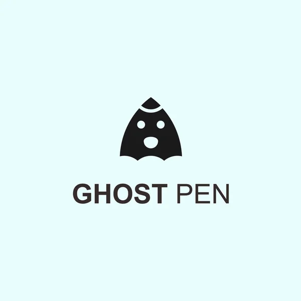 Ghost Pencil Logo Design Vector Illustration — Archivo Imágenes Vectoriales