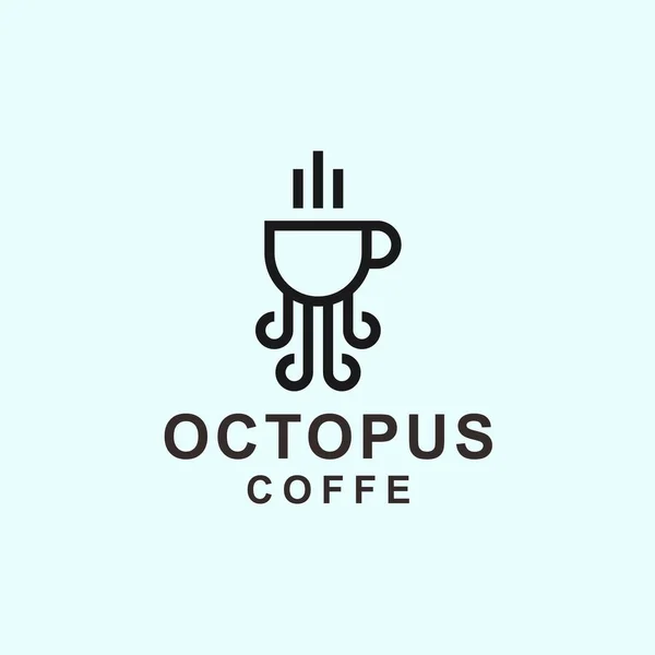 Coffee Octopus Logo Design Vector Illustration — ストックベクタ