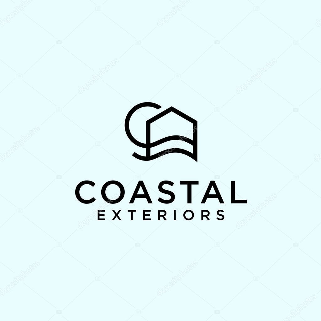 Beach house logo design vector illustration