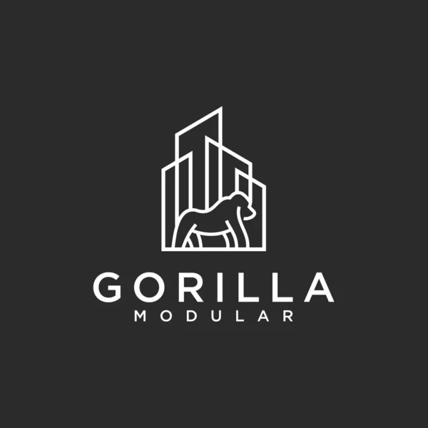 Gorilla Building Logo Design Vector Illustration — Vector de stock
