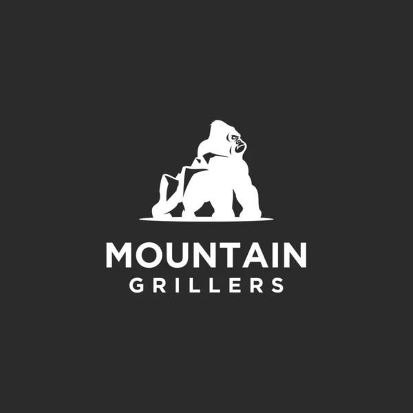 Mountain Gorilla Logo Design Vector Illustration — Stock Vector