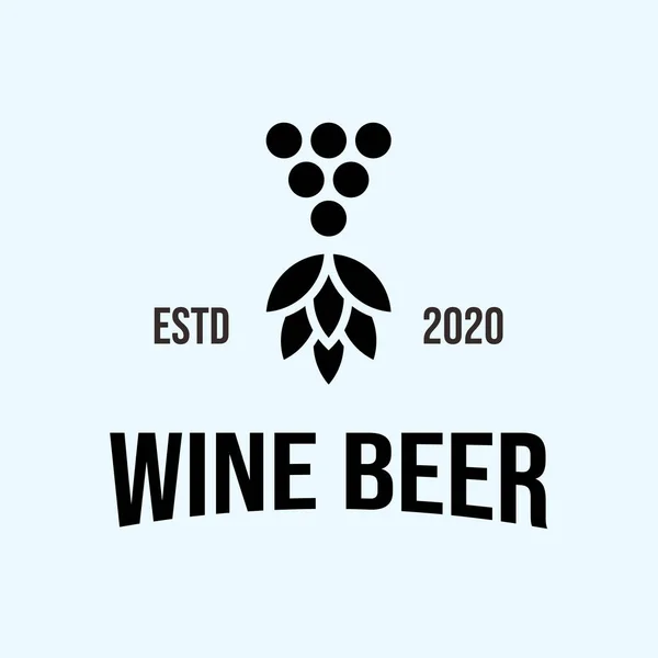 Wine Beer Logo Design Vector Illustration — Vetor de Stock