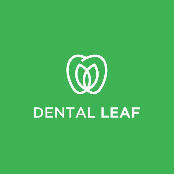 Tooth Leaf Logo Design Vector Illustration — Stockvektor