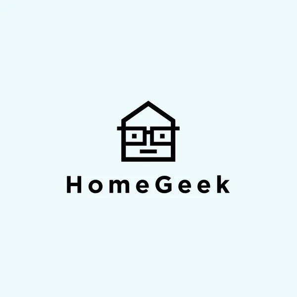 Geek House Logo Design Vector Illustration - Stok Vektor