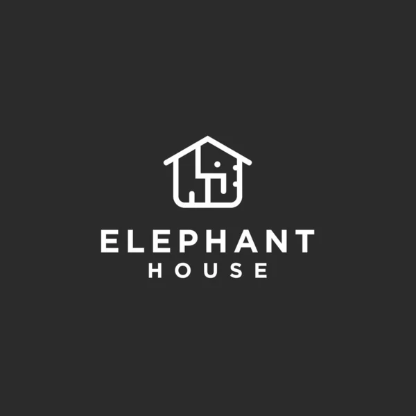 Elephant House Logo Design Vector Illustration — Vector de stock