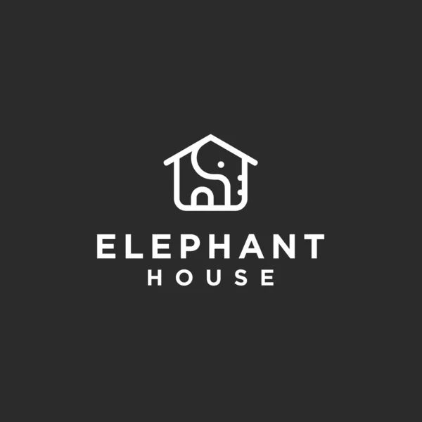 Elephant House Logo Design Vector Illustration — Vector de stock