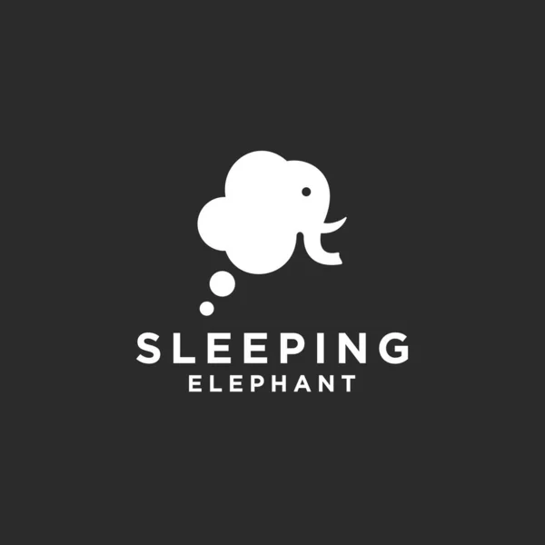 Sleeping Elephant Logo Design Vector Illustration — Vector de stock