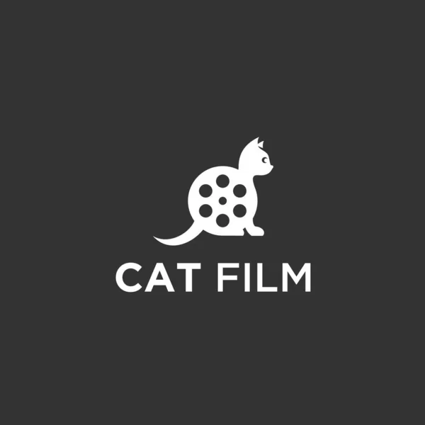 Movie Cat Logo Design Vector Illustration — 图库矢量图片