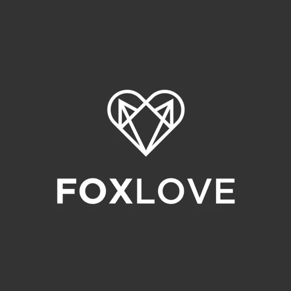 Love Fox Logo Design Vector Illustration Stock Vector